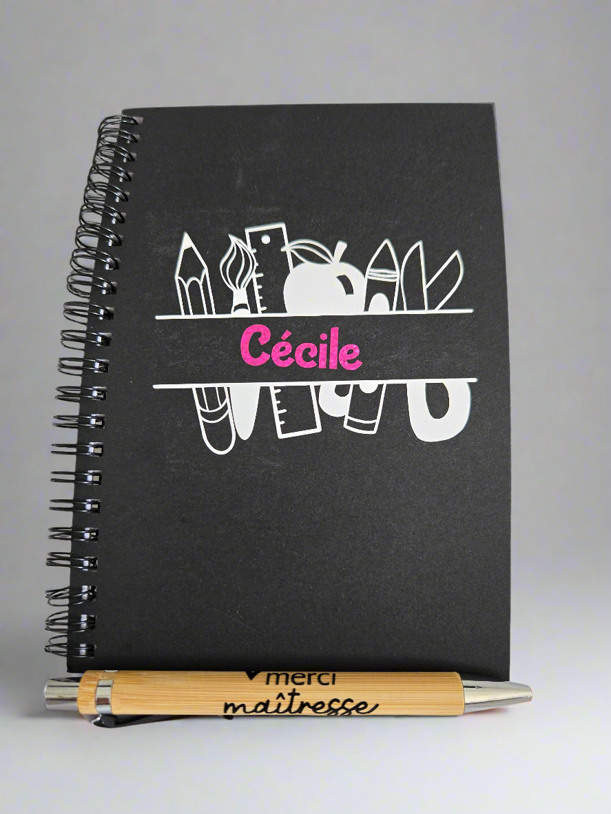 Set personnalisé "Merci Maîtresse" – Carnet & Stylo